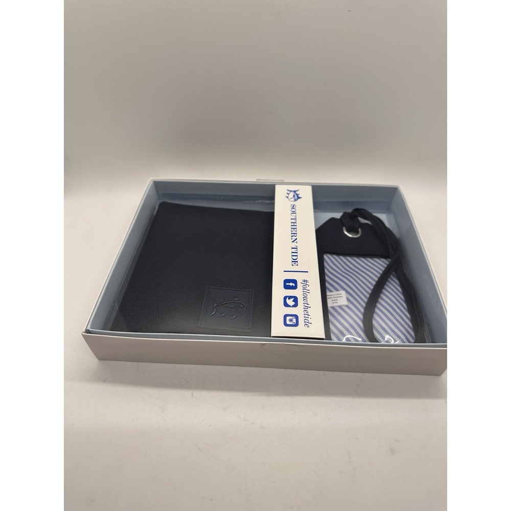 Southern‎ Tide Passport Holder & Luggage Tag Set Navy Blue Stripe Gift Box